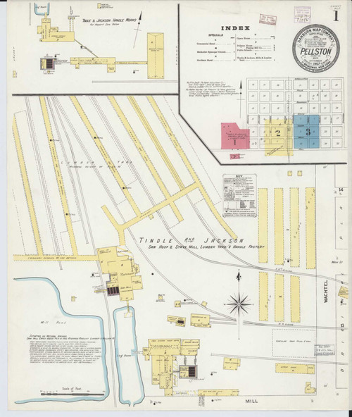 Pellston Michigan 1907 - Fire Insurance Index - Old Map Reprint
