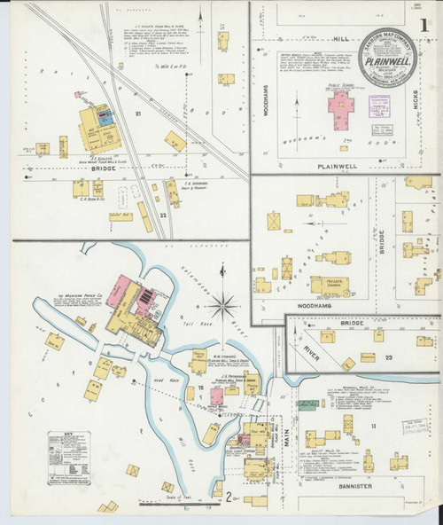 Plainwell Michigan 1904 - Fire Insurance Index - Old Map Reprint