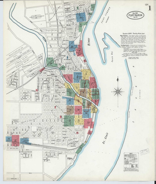 Port Huron Michigan 1903 - Fire Insurance Index - Old Map Reprint