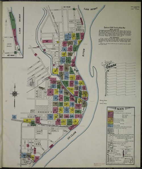 Port Huron Michigan 1911 - Fire Insurance Index - Old Map Reprint