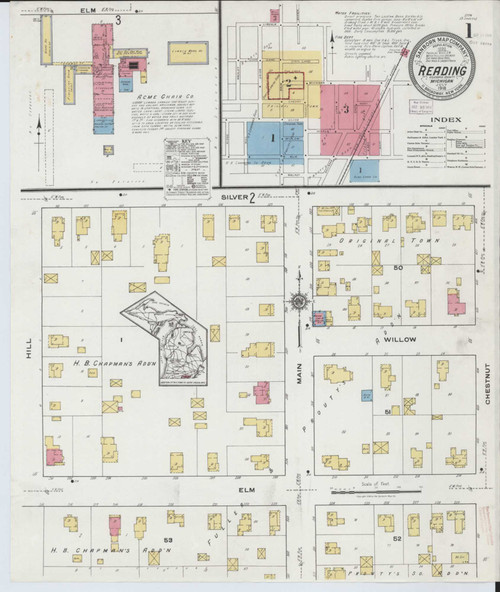 Reading Michigan 1918 - Fire Insurance Index - Old Map Reprint