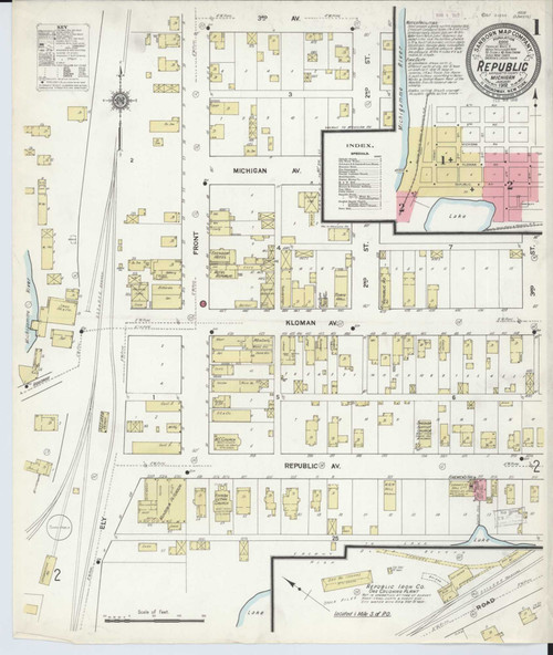 Republic Michigan 1912 - Fire Insurance Index - Old Map Reprint