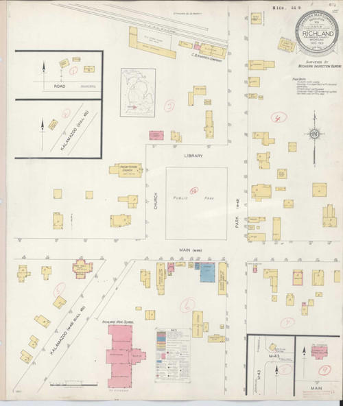 Richland Michigan 1931 - Fire Insurance Index - Old Map Reprint