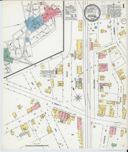 Richmond Michigan 1900 - Fire Insurance Index - Old Map Reprint