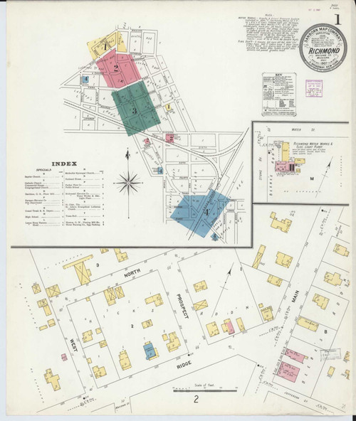 Richmond Michigan 1907 - Fire Insurance Index - Old Map Reprint