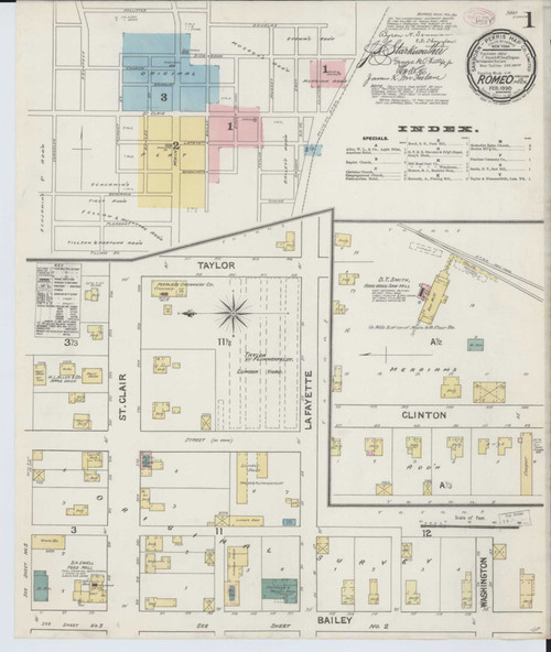 Romeo Michigan 1890 - Fire Insurance Index - Old Map Reprint