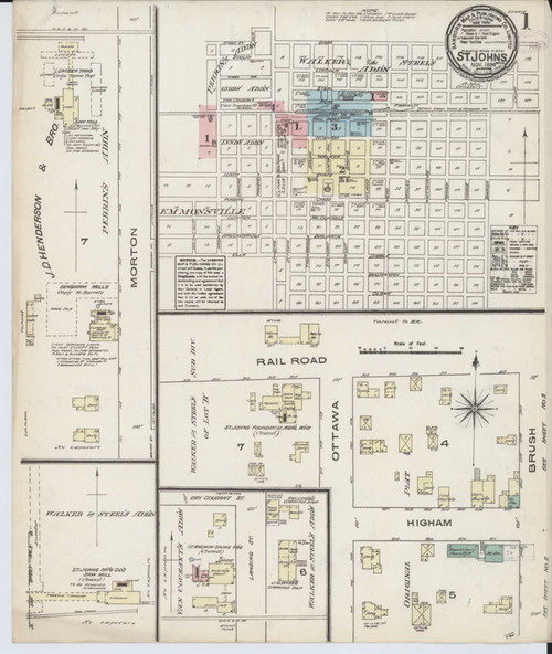 Saint Johns Michigan 1884 - Fire Insurance Index - Old Map Reprint