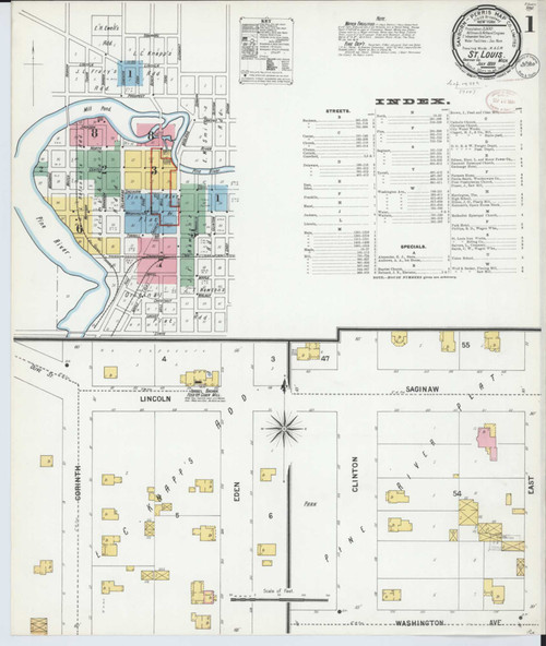 Saint Louis Michigan 1899 - Fire Insurance Index - Old Map Reprint