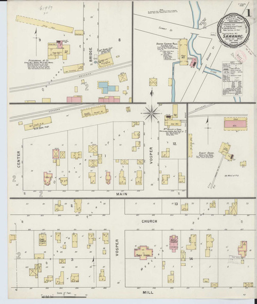 Saranac Michigan 1894 - Fire Insurance Index - Old Map Reprint