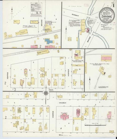 Saranac Michigan 1910 - Fire Insurance Index - Old Map Reprint