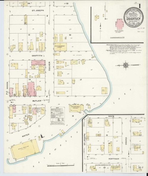 Saugatuck Michigan 1910 - Fire Insurance Index - Old Map Reprint