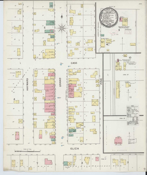 Schoolcraft Michigan 1892 - Fire Insurance Index - Old Map Reprint