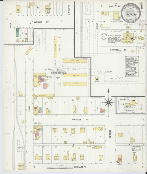 Shepherd Michigan 1902 - Fire Insurance Index - Old Map Reprint