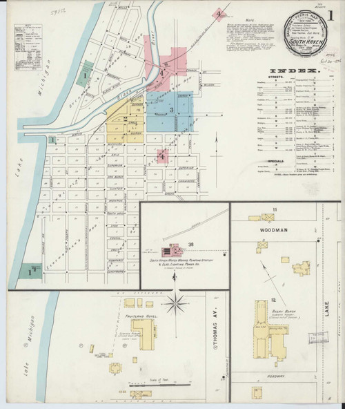 South Haven Michigan 1896 - Fire Insurance Index - Old Map Reprint