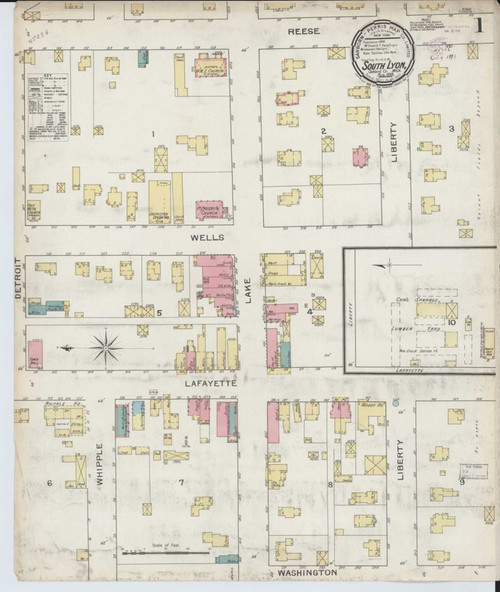 South Lyon Michigan 1893 - Fire Insurance Index - Old Map Reprint