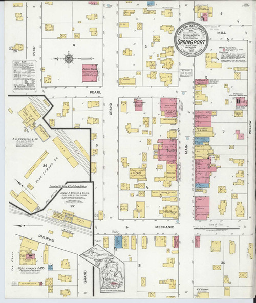 Springport Michigan 1918 - Fire Insurance Index - Old Map Reprint