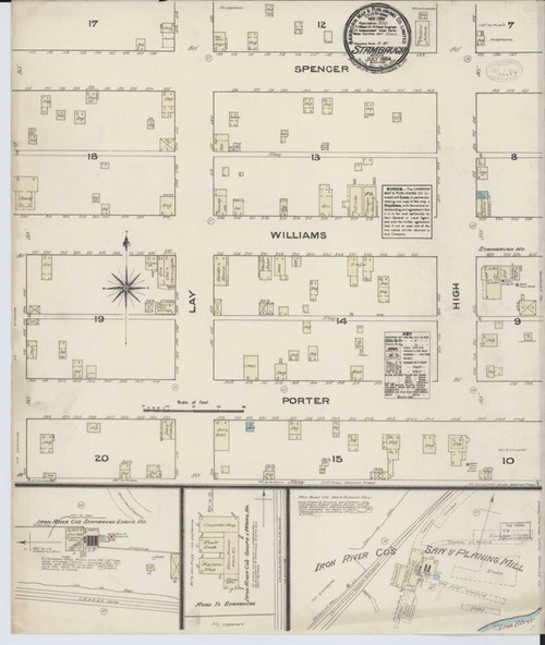 Stambaugh Michigan 1884 - Fire Insurance Index - Old Map Reprint