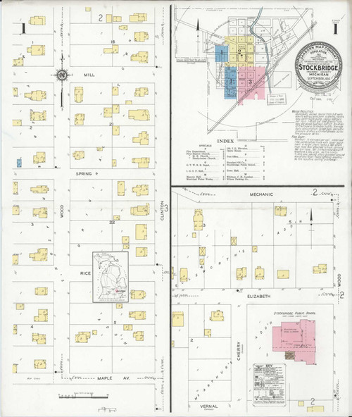 Stockbridge Michigan 1930 - Fire Insurance Index - Old Map Reprint