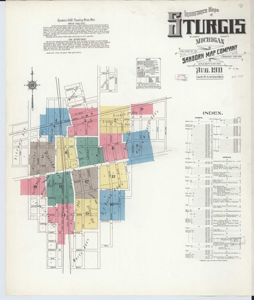 Sturgis Michigan 1911 - Fire Insurance Index - Old Map Reprint