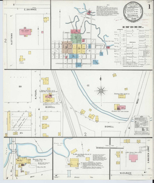 Tecumseh Michigan 1899 - Fire Insurance Index - Old Map Reprint