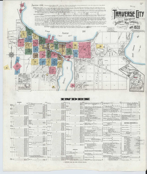 Traverse City Michigan 1920 - Fire Insurance Index - Old Map Reprint