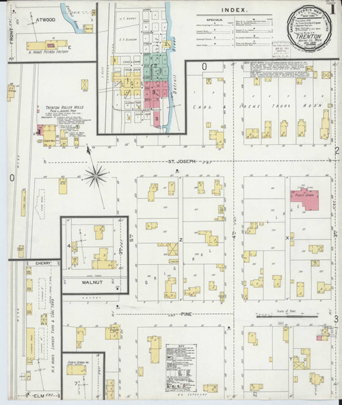 Trenton Michigan 1900 - Fire Insurance Index - Old Map Reprint