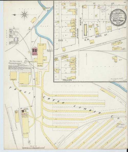 Trout Creek Michigan 1893 - Fire Insurance Index - Old Map Reprint