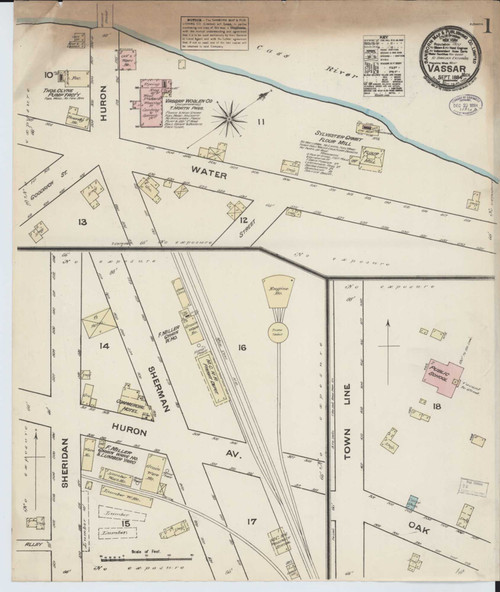 Vassar Michigan 1884 - Fire Insurance Index - Old Map Reprint