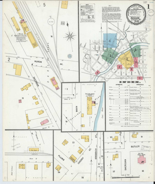 Vassar Michigan 1900 - Fire Insurance Index - Old Map Reprint