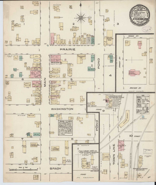 Vicksburg Michigan 1884 - Fire Insurance Index - Old Map Reprint