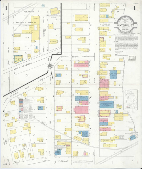 Watervliet Michigan 1932 - Fire Insurance Index - Old Map Reprint