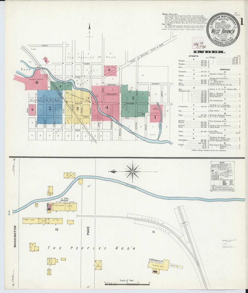 West Branch Michigan 1909 - Fire Insurance Index - Old Map Reprint