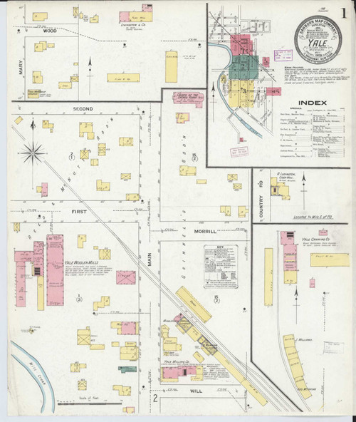 Yale Michigan 1909 - Fire Insurance Index - Old Map Reprint
