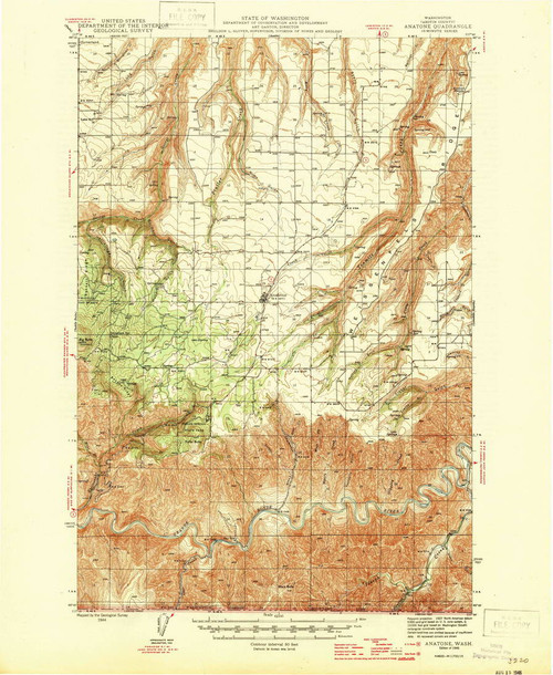Anatone, Washington 1946 (1946) USGS Old Topo Map Reprint 15x15 WA Quad 239820
