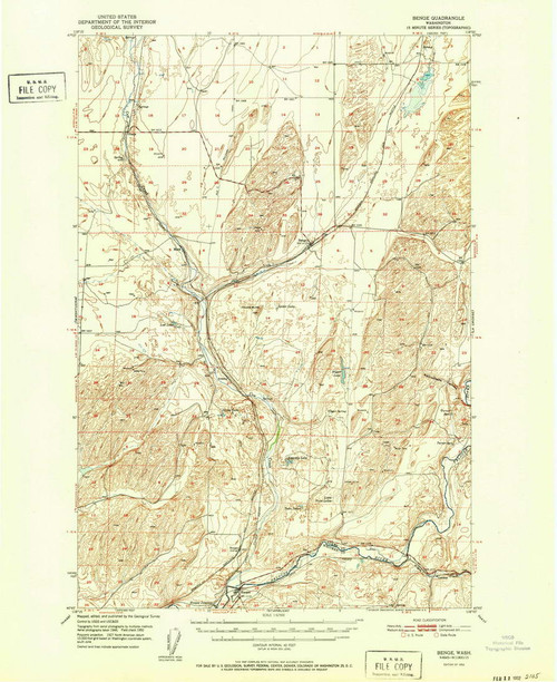 Benge, Washington 1952 (1952) USGS Old Topo Map Reprint 15x15 WA Quad 240015