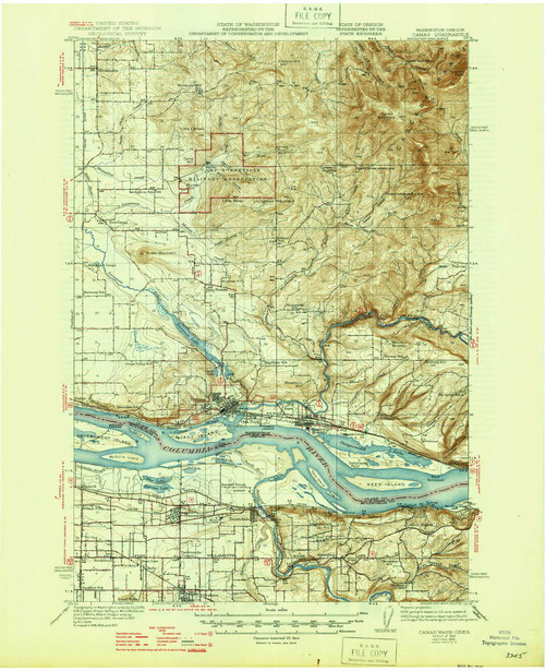Camas, Washington 1942 (1946) USGS Old Topo Map Reprint 15x15 WA Quad 240314