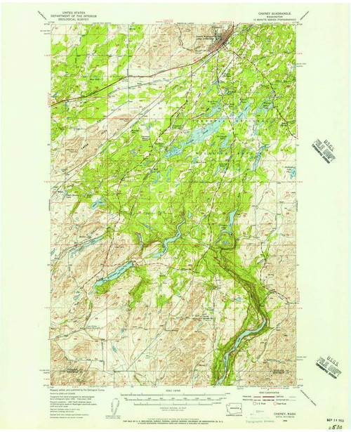 Cheney, Washington 1954 (1956) USGS Old Topo Map Reprint 15x15 WA Quad 240455