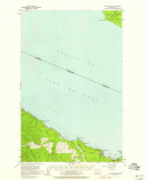 Clallam Bay, Washington 1957 (1959) USGS Old Topo Map Reprint 15x15 WA Quad 240531