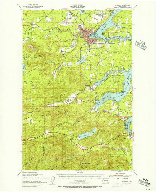 Shelton, Washington 1953 (1956) USGS Old Topo Map Reprint 15x15 WA Quad 243688