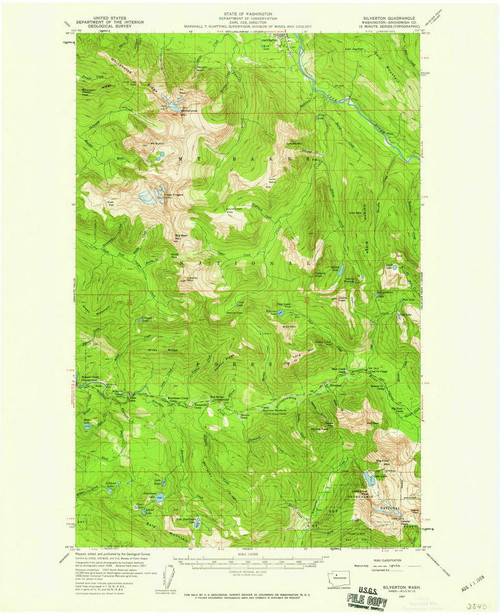 Silverton, Washington 1957 (1959) USGS Old Topo Map Reprint 15x15 WA Quad 243726