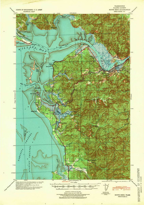 South Bend, Washington 1940 (1940) USGS Old Topo Map Reprint 15x15 WA Quad 243867