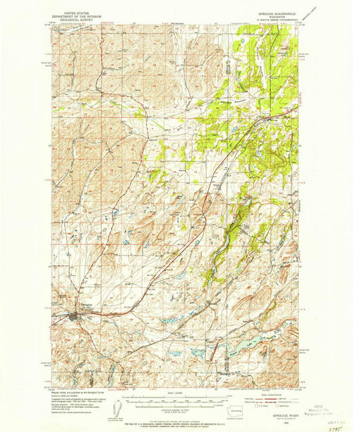 Sprague, Washington 1954 (1956) USGS Old Topo Map Reprint 15x15 WA Quad 243965