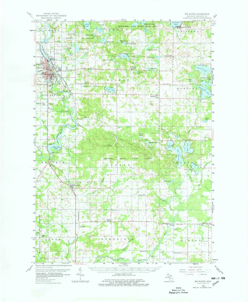 Big Rapids, Michigan 1958 (1978) USGS Old Topo Map Reprint 15x15 MI Quad 278006