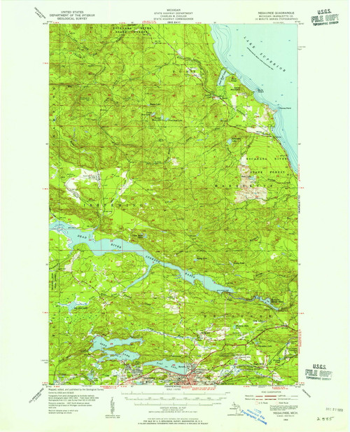 Negaunee, Michigan 1954 (1955) USGS Old Topo Map Reprint 15x15 MI Quad 278374