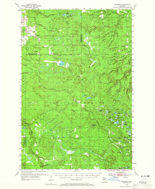 Rousseau, Michigan 1954 (1966) USGS Old Topo Map Reprint 15x15 MI Quad 278463