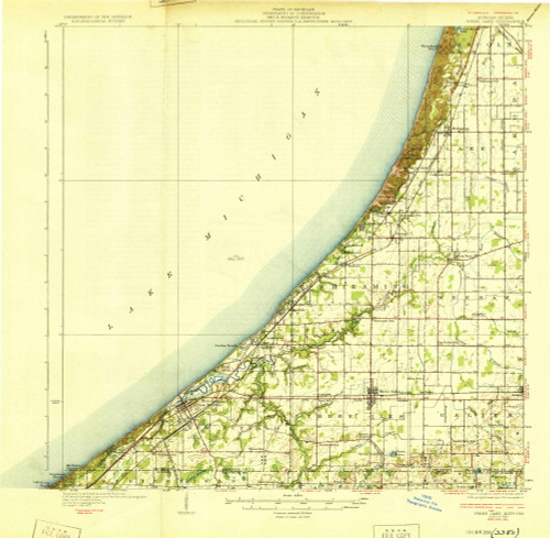 Three Oaks, Michigan 1930 (1930) USGS Old Topo Map Reprint 15x15 MI Quad 278548