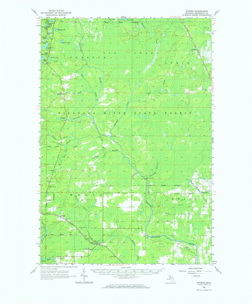 Watson, Michigan 1963 (1964) USGS Old Topo Map Reprint 15x15 MI Quad 278584