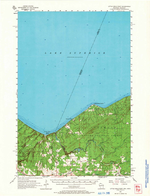 Little Girls Point, Michigan 1956 (1966) USGS Old Topo Map Reprint 15x15 MI Quad 503351