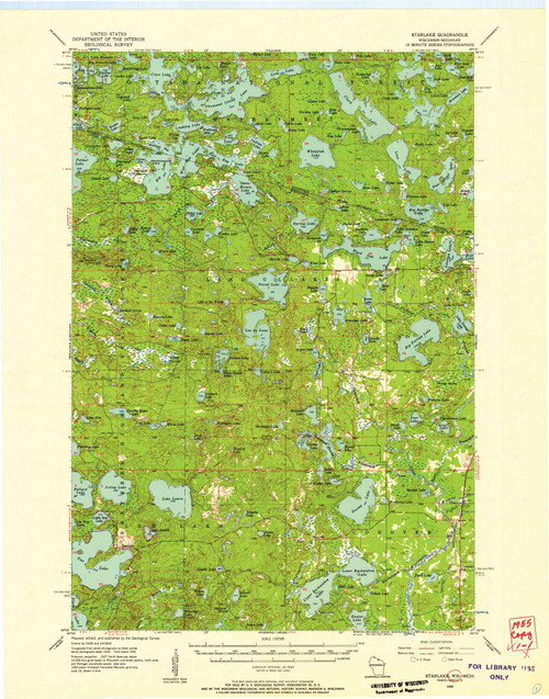 Starlake, Michigan 1955 (1957) USGS Old Topo Map Reprint 15x15 MI Quad 503546