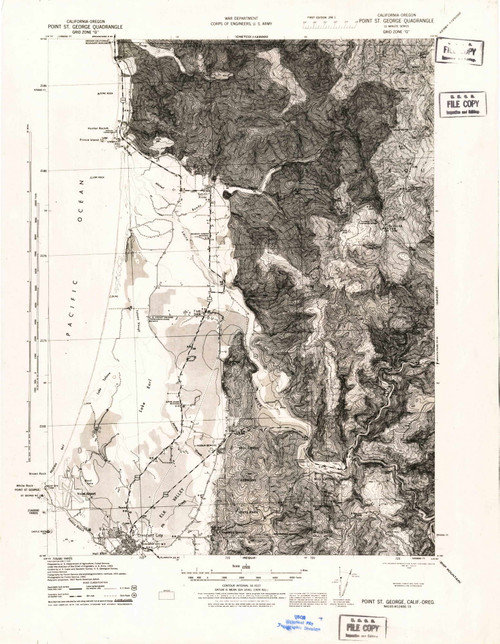 Point St. George, California 1945 () USGS Old Topo Map Reprint 15x15 OR Quad 298615